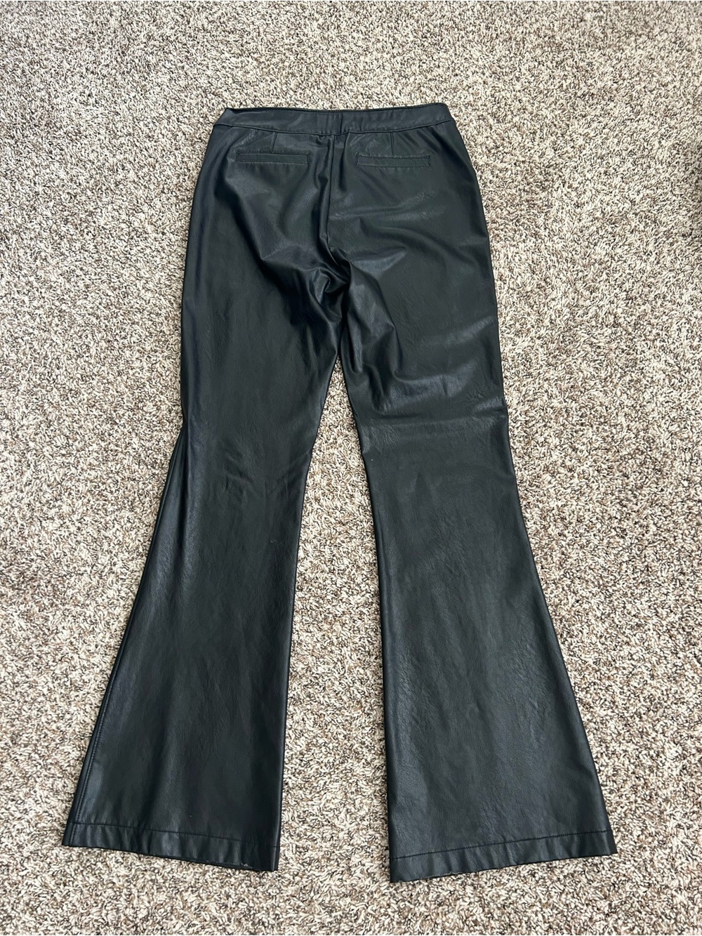 Buckle Black Faux Leather Flare Pants - Picture 5 of 8